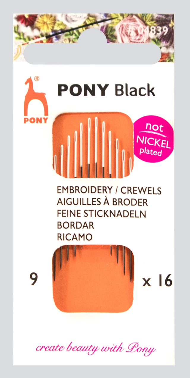 Pony Black broderinåle str 9